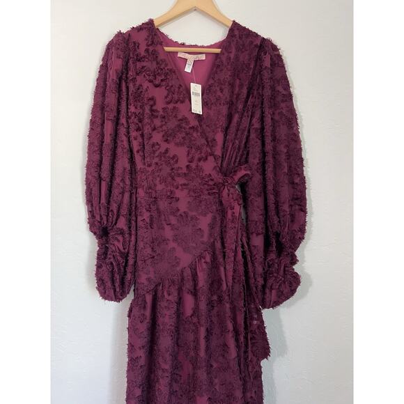 Anthropologie Hutch Rosa Floral Maxi Wrap Dress Wine Womens Burgundy NWT Size 2X - Picture 3 of 9